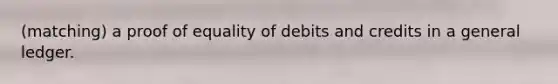 (matching) a proof of equality of debits and credits in a general ledger.