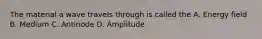 The material a wave travels through is called the A. Energy field B. Medium C. Antinode D. Amplitude