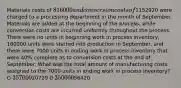 Materials costs of 816000 and conversion costs of1152920 were charged to a processing department in the month of September. Materials are added at the beginning of the process, while conversion costs are incurred uniformly throughout the process. There were no units in beginning work in process inventory, 160000 units were started into production in September, and there were 7000 units in ending work in process inventory that were 40% complete as to conversion costs at the end of September. What was the total amount of manufacturing costs assigned to the 7000 units in ending work in process inventory? O 35700 020720 0 35000 056420