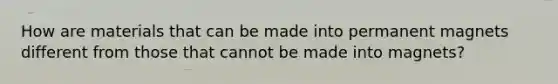 How are materials that can be made into permanent magnets different from those that cannot be made into magnets?