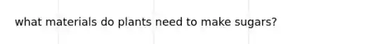 what materials do plants need to make sugars?