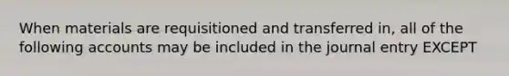 When materials are requisitioned and transferred in, all of the following accounts may be included in the journal entry EXCEPT