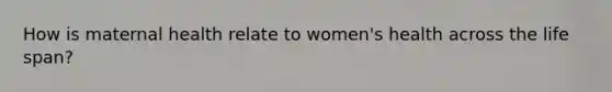 How is maternal health relate to women's health across the life span?