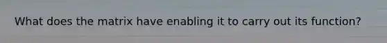 What does the matrix have enabling it to carry out its function?