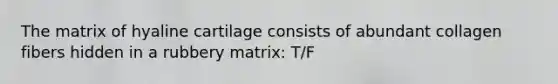 The matrix of hyaline cartilage consists of abundant collagen fibers hidden in a rubbery matrix: T/F