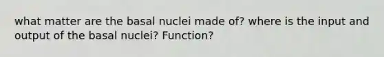 what matter are the basal nuclei made of? where is the input and output of the basal nuclei? Function?