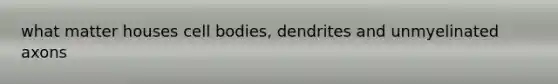 what matter houses cell bodies, dendrites and unmyelinated axons