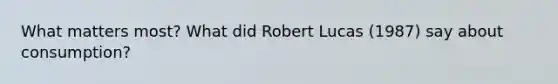 What matters most? What did Robert Lucas (1987) say about consumption?