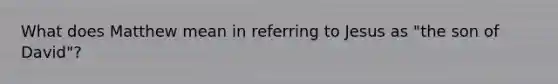 What does Matthew mean in referring to Jesus as "the son of David"?