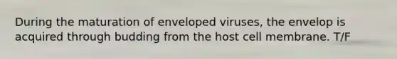 During the maturation of enveloped viruses, the envelop is acquired through budding from the host cell membrane. T/F