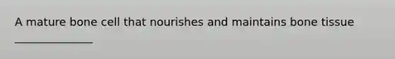 A mature bone cell that nourishes and maintains bone tissue ______________