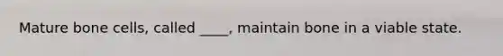 Mature bone cells, called ____, maintain bone in a viable state.