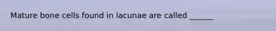 Mature bone cells found in lacunae are called ______