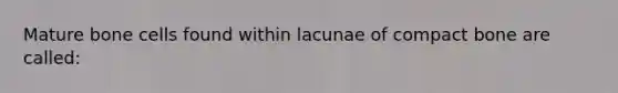 Mature bone cells found within lacunae of compact bone are called: