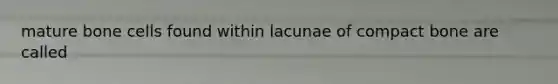 mature bone cells found within lacunae of compact bone are called