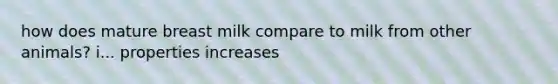 how does mature breast milk compare to milk from other animals? i... properties increases