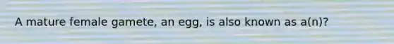 A mature female gamete, an egg, is also known as a(n)?