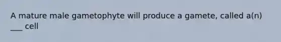 A mature male gametophyte will produce a gamete, called a(n) ___ cell