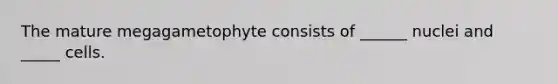 The mature megagametophyte consists of ______ nuclei and _____ cells.