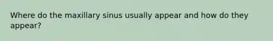 Where do the maxillary sinus usually appear and how do they appear?