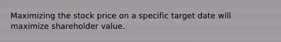 Maximizing the stock price on a specific target date will maximize shareholder value.