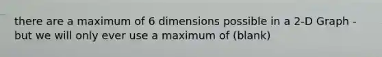 there are a maximum of 6 dimensions possible in a 2-D Graph - but we will only ever use a maximum of (blank)