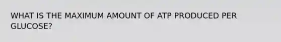 WHAT IS THE MAXIMUM AMOUNT OF ATP PRODUCED PER GLUCOSE?