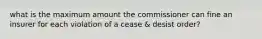 what is the maximum amount the commissioner can fine an insurer for each violation of a cease & desist order?