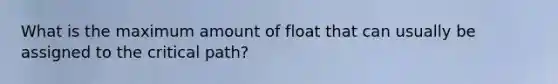 What is the maximum amount of float that can usually be assigned to the critical path?