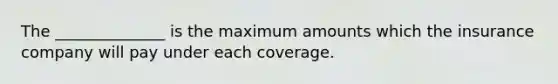 The ______________ is the maximum amounts which the insurance company will pay under each coverage.