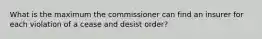 What is the maximum the commissioner can find an insurer for each violation of a cease and desist order?