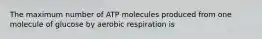 The maximum number of ATP molecules produced from one molecule of glucose by aerobic respiration is