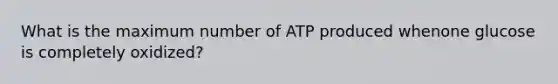 What is the maximum number of ATP produced whenone glucose is completely oxidized?