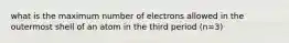 what is the maximum number of electrons allowed in the outermost shell of an atom in the third period (n=3)