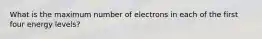 What is the maximum number of electrons in each of the first four energy levels?