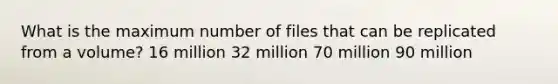 What is the maximum number of files that can be replicated from a volume? 16 million 32 million 70 million 90 million