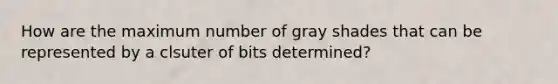 How are the maximum number of gray shades that can be represented by a clsuter of bits determined?