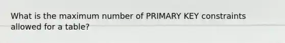 What is the maximum number of PRIMARY KEY constraints allowed for a table?