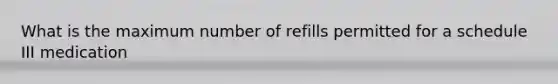 What is the maximum number of refills permitted for a schedule III medication