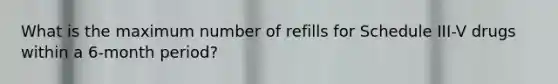 What is the maximum number of refills for Schedule III-V drugs within a 6-month period?