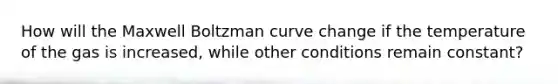 How will the Maxwell Boltzman curve change if the temperature of the gas is increased, while other conditions remain constant?