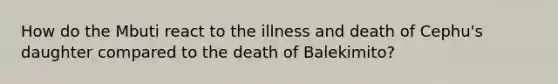 How do the Mbuti react to the illness and death of Cephu's daughter compared to the death of Balekimito?