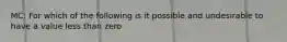 MC: For which of the following is it possible and undesirable to have a value less than zero