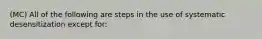 (MC) All of the following are steps in the use of systematic desensitization except for: