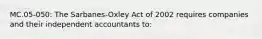 MC.05-050: The Sarbanes-Oxley Act of 2002 requires companies and their independent accountants to: