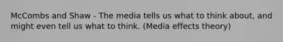 McCombs and Shaw - The media tells us what to think about, and might even tell us what to think. (Media effects theory)