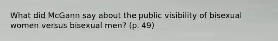 What did McGann say about the public visibility of bisexual women versus bisexual men? (p. 49)