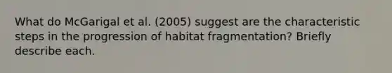 What do McGarigal et al. (2005) suggest are the characteristic steps in the progression of habitat fragmentation? Briefly describe each.