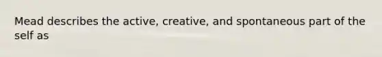 Mead describes the active, creative, and spontaneous part of the self as