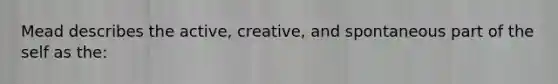 Mead describes the active, creative, and spontaneous part of the self as the: